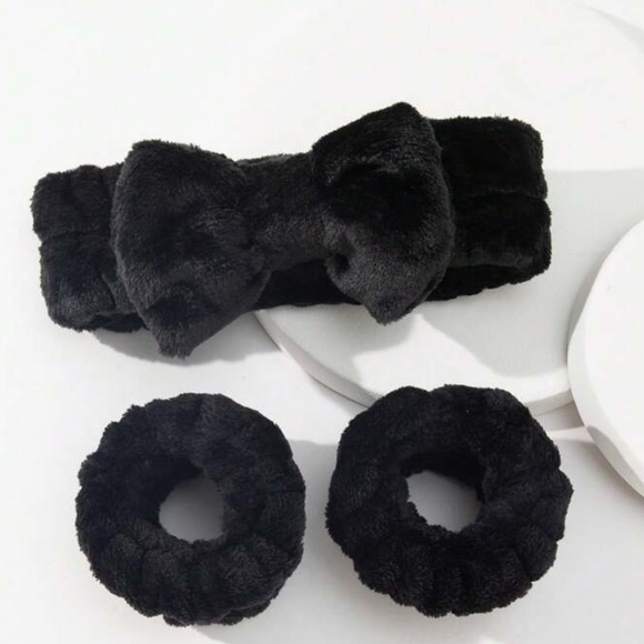 1pc Solid Color Black Bath Headband & 2pcs Bath Wrist - Picture 4 of 4